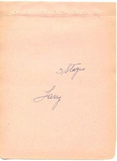 Three Stooges Larry Fine Vintage 1930s Original Signed Album Page
