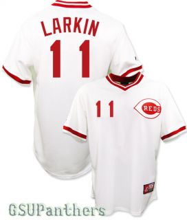 Barry Larkin Cincinnati Reds Cooperstown Home Mens Jersey Sz M 2XL