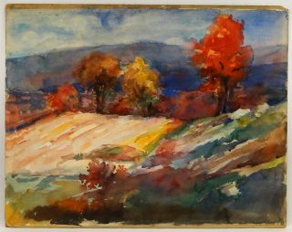 Constantine Massachusetts Impressionist Fall Landscape W/C Painting