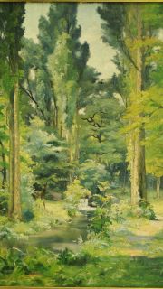 Émile Jean Baptiste Ragot ~ French Landscape Painting with Faun Deer