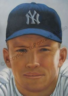 Mickey Mantle New York Yankees Canvas Card Oil Portrait