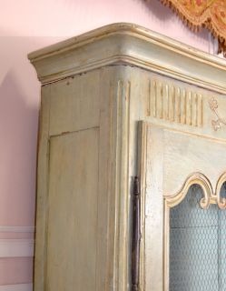Chic French Style Large Sage Blue Mesh Armorie Wardrobe Cabinet