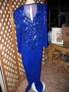 Diva Drag Blue Beaded Gown Formal Dress Plus XL 42 38 40