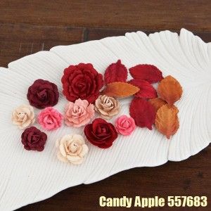 Prima Marketing Laraine Candy Apple Paper Flowers Leaves 557683 24pcs