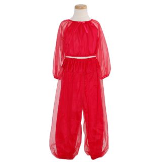 Laura Dare Little Girls Size 6X Sheer Red Genie Pajama 2 Piece Set