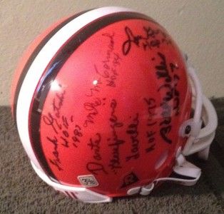 Cleveland Browns Signed Mini Helmet w COA Seven Hall of Famers