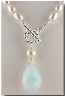 Opalite Silver 925 Briolette Lariat Pearl Necklace 918