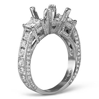 75 Princess Round Cut Diamond Engagement Ring Mounting Setting