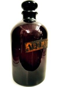 APOTHECARY BLACK AMETHYST BOTTLE JAR w /HP AQLAVANO LAVENDER OIL