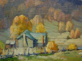 Century California Oil Painting Houses and Mountain by PAUL LAURITZ