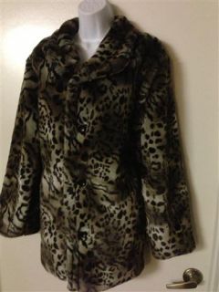 Size XL Reversable Long Jacket Animal Print Furry Black Soft Coat