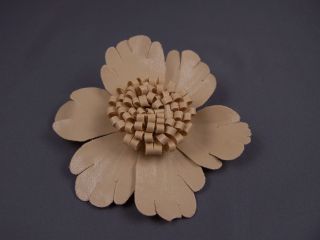 Faux Leather Flower Floral Barrette Hair Clip Pin 3 5
