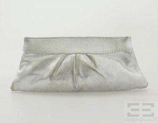 Lauren Merkin Metallic Silver Leather Clutch