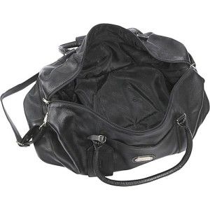 Leatherbay World Traveller Premium Cow Hide Leather Duffel Bag Black