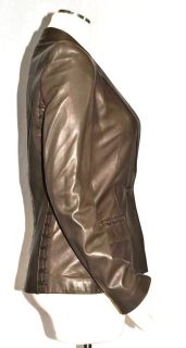 Yves Saint Laurent YSL Chocolate Brown Leather Button Blazer Coat