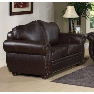 ELEGANT LEATHER LOVESEAT   PALAZZO by ABBYSON LIVING   BROWN   FACTORY