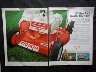 Vintage 1967 The Whirlwind Toro Lawn Mower Dbl Page Ad Original