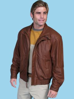Scully Mens 48 Mens Cognac Lamb Leather Bomber Jacket