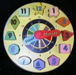 Melissa Doug Wooden Clock Shape Sorter Educational Toy