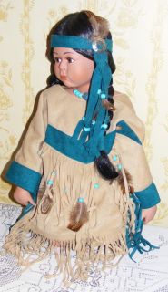 18 tall porcelain Native American Indian girl doll Sage in