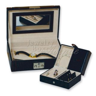 Red Lockable Faux Leather Jewelry Box Case Organizer Storage