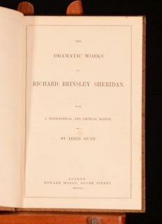 1840 The Dramatic Works of Richard Brinsley Sheridan with Biographical