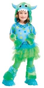 Toddlers Miss Monster Plush Costume Leg Cuffs Hood FW114961