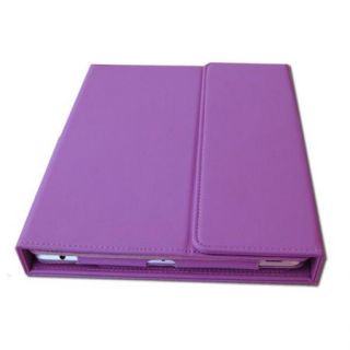 Bluetooth Wireless Keyboard Purple Leather Cover Case for Apple New
