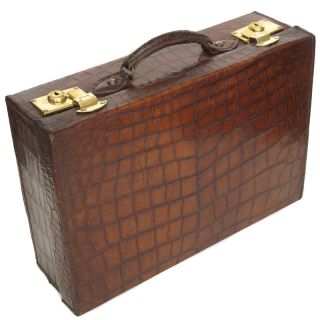 Old British Legge Crocodile Leather Briefcase Suitcase