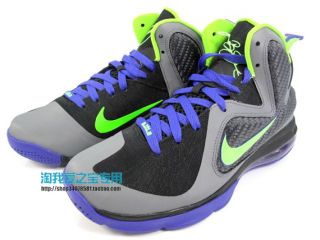 Nike Lebron 9 GS Basketball Black Electric Green Grey Size 4 0 Y Woman