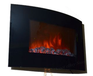 Electric Fireplace Heater 1500W Wall Mount Log with LED Flame