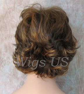 Wigs Brown Strawberry Very Short Flip Curls w Bangs Wig