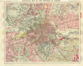Geological Map of The Environs of London 1883 Large Modern Reprint