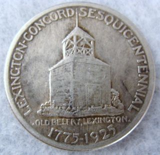 Antique 1925 Lexington Concord Commemorative Silver Half Dollar Coin