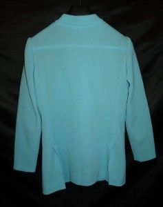 Light Baby Blue Zip Front Jacket Textured Blazer Leslie Fay M L