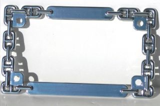 Chrome Chain Link License Plate Frame Motorcycle Number Lic Bracket