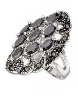 City Ring, Marcasite and Jet Cubic Zirconia Cluster (3 9/10 ct. t.w