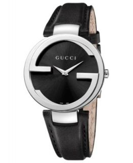 Gucci Watch, Womens Swiss Interlocking Diamond (3/10 ct. t.w.) Black