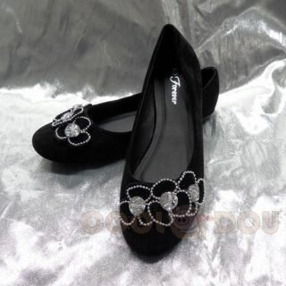 Fashion Casual Black Velvet FlatsShoes NEW All Size LETICIA 71 BLACK