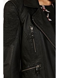 Oasis Slash detail leather jacket Black   