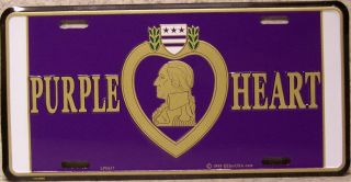 Aluminum Military License Plate Purple Heart Medal Combat Wounded New