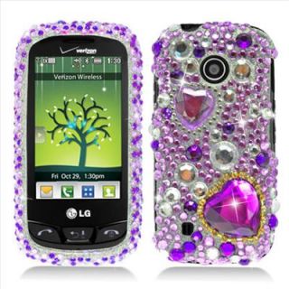 LG Cosmos Touch VN270 Purple Heart Bling Hard Case LCD