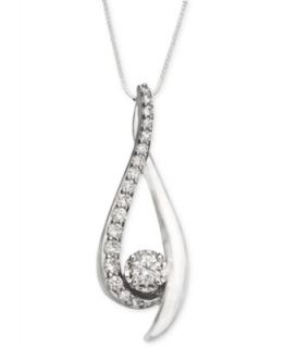 Sirena Diamond Necklace, 14k White Gold Diamond Infinity Pendant (1/3