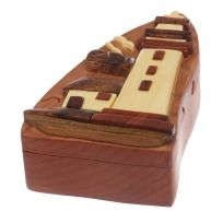 Handcrafted Wooden Lighthouse Shaped Secret Jewelry Puzzle Box