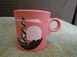 Laughlin Fiesta Ware Pink Rose Light House Coffee Cup Mug USA