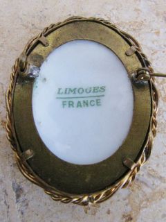 Antique Limoges Porcelain Hand Painted Nobleman Brooch