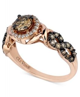 Le Vian 14k Rose Gold Ring, Chocolate and White Diamond Ring (9/10 ct