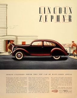 1936 Ad Lincoln Zephyr Car Automobile Auto Motor V 12   ORIGINAL