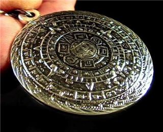 Mayan Aztec Calendar Silver Lined Engraved Necklet Medallion