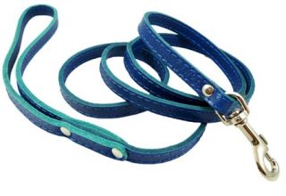 Soft Leather Dog Leash Blue Red Beige Green 52Long